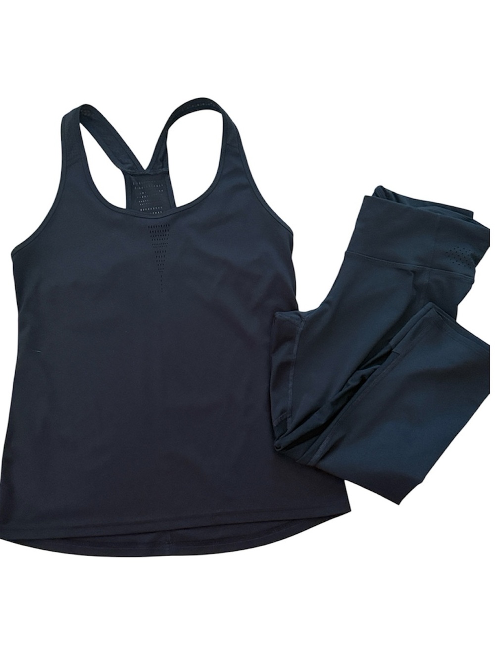 C9 BY CHAMPION ATHLETIC CAPRI LEGGINGS & RACERBACK TANK BLACK MEDIUM RUN/WALKING